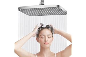 YGKYMVW Regendusche Duschkopf 14 Zoll, 360° Verstellbarer Regendusche Duschkopf Regendusche Quadratischer Duschkopf Edelstahl Wassersparend Regenduschkopf Einbauduschköpfe Kopfbrause Dusche für Bad (Silber)