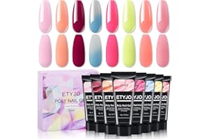ETYJO Poly Gel Set, 8 Farben Blau Polygel Nail Gel Mit 2 PCS Glow In The Dark 1 PCS Temperatures Change Poly gel Farben Set, Schnell Nagelverlängerung Gel für Anfänger Home DIY Salon Kunst Nägel