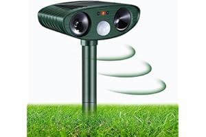 PEHTIY Repulsif Chat Solaire, Répulsif Chat Ultrason Exterieur, Répulsif Ultrason Anti Rongeurs avec Détecteur de Mouvement, Repulsif Chat Exterieur pour Anti Chats Chiens Souris Ratons Animaux de Jardin