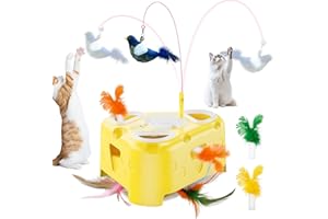 JHHBHV Interaktives Katzenspielzeug Elektrisches Cat Toy: Self-Playing Tool for Indoor Cats - Gleitende Federn|Spinnende Federn|Vögel - Fixes Lethargy/Boredom Non-Toxic ABS Fabric, Ideal for Pet Parents