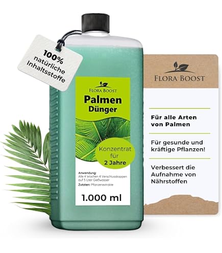 Konfitee Yucca Palmen Dnger Flora Boost 1000ml I Fr bis zu 200L  Giewasser I Zimmerpflanzen Dnger fr Palmlilien I Flssiger Blatt- &  Wurzeldnger I 100% natrlicher Pflanzendnger : Amazon.de: Garten