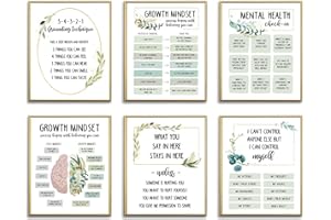 AUNMER Growth Mindset Posters for Classroom Elementary-School Counselor Supplies Decor-Therapists Therapy Office Decor,Counseling Office Must Haves,Mental Health Inspirational Posters for Nursery Dorm Decor