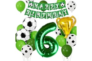 Cadimus Fußball Luftballon 6. Geburtstag, Fussball Deko Geburtstag Kinder 6 Jahre, Geburtstagsdeko Jungen 6 Jahre, Grün Folienballon für Fussball Party Kindergeburtstag