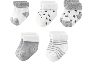 MAMIMAKA Unisex Baby Terry Socks 5-Pack for Baby Boy and Girl 0-12 Months Warm Cotton Socks