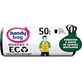 Handy Bag 50L Heavy Duty Triple Layer Trash Bags, Leakproof, Self-Closing, 100% Recycled Plastic, Pack of 8