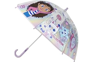 CERDÁ LIFE'S LITTLE MOMENTS Parapluie à bulles Gabby et sa Maison Magique - Ouverture Manuelle - Rose-Imprimé Gabby et ses Amis-Fabriqué en 100% POE avec Cadre en Fibre de Verre