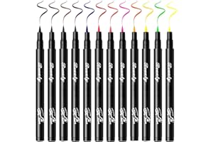 Erinde 12 Colours Colourful Liquid Eyeliner Set, Waterproof Color Liquid Eyeliner, Coloured Eyeliner Set, Rainbow Eyeliner, Highly Pigmented, Rave Festival Makeup Kit