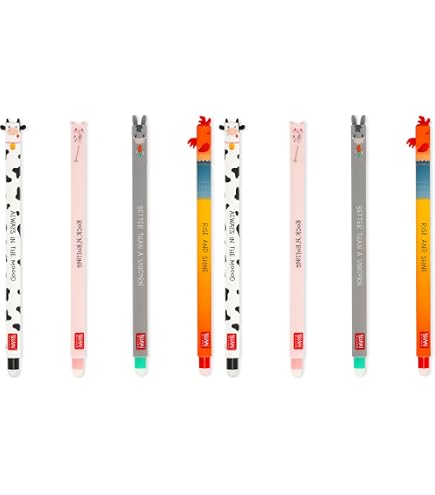 Lot De 6 Stylos Effaçables à Pointe 0.5mm En Forme D'Animal | Encre Noire Thermosensible, Cadeau École - 2