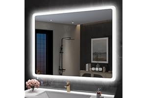 ‎S'BAGNO S'bagno Badspiegel-mit-Beleuchtung 800x600mm, Bluetooth-Badezimmer-Spiegel-mit-Beleuchtung und Entfoggen, Badezimmerspiegel-mit-Beleuchtung 3 Farbtemperaturen, Speicherfunktion, Horizontal/Vertikal