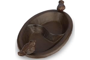 Wildlife Friend Bebedero para pájaros de pie, Bebedero para jardín, balcón, Rosa de Agua de Hierro Fundido a Prueba de heladas, Bebedero gallinas