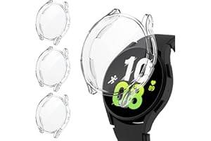 [3Pack] Kamita Screen Protector Case Compatible with Samsung Galaxy Watch 5/Watch 4 44mm, Soft TPU Protective Face Cover Full Coverage Screen Bumper Case for Galaxy Watch5/Watch4 (Transparent*3)