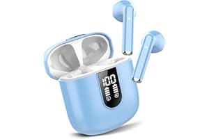 Jesebang Wireless Earbuds, 2024 Bluetooth 5.3 Headphones, Stereo Earphones with ENC Mic, Wireless Headphones in ear earbuds with Dual LED Display, 30H Playtime, Gym Headphones IP7 Waterproof, Blue