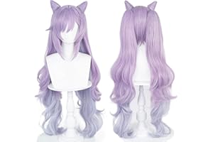 UTIEHD Anime Cosplay Perücke, Genshin Impact Perücke, mit zwei Perückenkappen, für Halloween, Party & etc. (Keqing Cosplay)