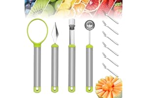 ELNLE Narzędzie do wykrawania owoców i melonów, kulki, stal nierdzewna, łyżka do wykrawania melonów, gołąb, wielofunkcyjne narzędzie kuchenne, łyżka do wydrążania z 6 widelcami do owoców do sałatek