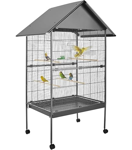 Dehner Vogelvoliere Santorini, Ø 132, Höhe 180 cm, Holz/Metall/Bitumen, weiß/blau Haustier