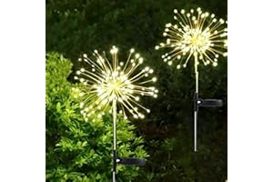 ZVO Lámparas Solares para Jardín, 2 Piezas 120 LED Luces Solares de Fuegos Artificiales, 2 Modos Luces Decorativas Impermeables para DIY,Exterior,Jardín,Césped,Fiesta,Navidad (blanco cálido)