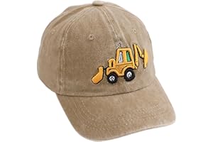 ZBHDEYG Casquette De Baseball pour Enfants 1 Pièce, Casquette À Visière Brodée D'Excavatrice, Casquette De Baseball À Boucle Arrière Réglable, Chapeau De Soleil D'Été (Couleur Kaki)