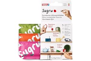 Sugru by tesa - Pâte Fixante Polyvalente à Modeler en Lot de 3 x 3.5 g - Pâte Durcissante Adhésive Polyvalente pour Décorer, Coller, Réparer, et pour Bricolage Créatif - Rose, Orange et Vert