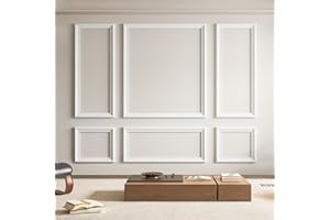 Art3d Pre-Cut Wall Molding Set of 6 pcs, Ready-to-Assemble Wainscoting Panels for Interior Wall Décor Living Room Bedroom Accent Wall - Installed with Glue, 3 Top 3 Bottom