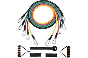 HIMALY Resistance Bands Set 5pcs with Handle Strength Exercise Resistance Band Training Fitness Tubes Tension Bands Workout Gym Equipment Men and Women