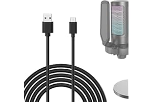 Geekria for Creators USB-A auf Typ-C-Mikrofonkabel, 3 m, kompatibel mit FIFINE AmpliGame A6, HyperX QuadCast S, SoloCast, Logitech G Yeti GX, Tonor TC30 Mikrofonkabel (Schwarz)