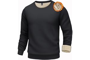 KEFITEVD Herren Winter Sweatshirt Warm Fleece Pullover Ohne Kapuze Sherpa Gefüttert Fleecepullover Mit Rundhals