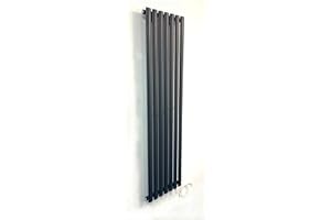 GREENEDHOUSE Greened House 1800 H x 420 W Electric Anthracite Single Panel Vertical Oval Tube Radiator Tall Column Radiator