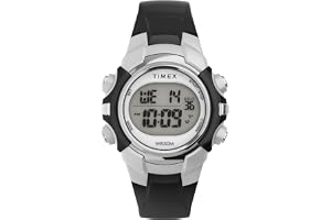 Timex - Digital klocka på 33 mm för ungdomar, digital urtavla, silverfärgad boett, blå hartsrem, TW5M61400