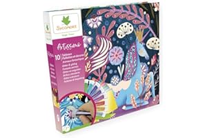 SYCOMORE-CREA008 Artissimo-10 Tableaux à décorer – Animaux Fantastiques – Paillettes & Dorures-Loisirs Créatifs Enfant-Dès 7 ans-Sycomore-CREA008, CREA008, Plusieurs Couleurs