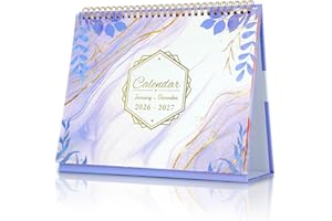 ZEEYUAN 2026-2027 Desk Calendar 24 Months Freestanding Calendar UK Jan. 2026 to Dec. 2027 Month to view For home and office
