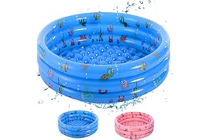 Shyllin 90x80x30cm Aufblasbarer Kinderpool,Three Ring Inflatable Paddling Pool,Planschbecken für Kinder,Babypool Play Pool (Dunkelblau L)