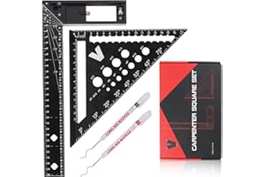 BOWEITI Kit d'équerre de charpentier multifonction de 180 mm et angle de 300 mm pour tracer et dessiner, angle de charpentier de haute précision pour le travail du bois