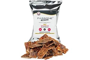 Fassone70pro Beef jerky Piccante Supremo, carne secca per umani con 70% di proteine naturali, snack proteici a base di carne essiccata, beef protein proteine senza lattosio. (Pack da 10 x 25 g)