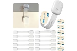 Cheeky Monkey® (10 Pack) with 3M Adhesive Premium Child Locks for Cupboards, Child Proof Drawer Locks, Cabinet Locks Baby Proofing with No Drilling, Adjustable, Cupboard Locks for Children