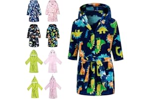 CROOUTN Bademantel Kinder mit Kapuze für Jungen Mädchen Bademäntel Morgenmantel kuschelig warmen und weichen Pyjamas Kleinkind Coral Fleece Hoodie Roben 2-9 Jahre