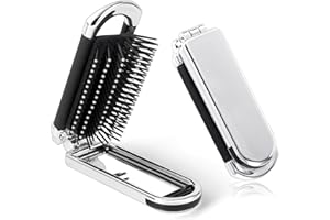 OSDUE Składana szczotka do włosów z lustrem, mini podróżny przenośny grzebień kieszonkowy z miękkim nylonowym włosiem, składana, antystatyczna, kompaktowa, do stylizacji na siłownię, do pływania