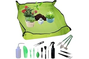 AMBOLIO Tapis de Rempotage,Outils Succulentes,Jardinage Tapis de Plante,Mini Outils de Jardinage, Parfait pour Une Succulente Amateurs de Jardinage,16 Pièces. (Vert 100 * 100)