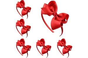 ZOCONE Fiocco Cerchietto per capelli Bambine, 6 Pezzi Ragazze Cerchietto per Capelli Cerchietto per Capelli Bambine, 6 Colori (Tutto Rosso-A)