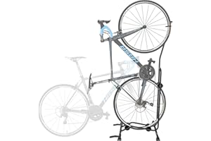 CyclingDeal Upright Bike Stand - Premium Quality Vertical & Horizontal Adjustable Bicycle Floor Parking Rack - Safe & Secure for Storing MTB Road Bikes in Garage or Home - for Wheels Sizes up to 29”