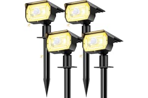 ‎NIPIFY nipify Solarlampen mit Bewegungsmelder, 4 Stück Warmweiß Solarstrahler für Aussen, IP65 Wasserdicht Solar Gartenleuchten Solarleuchten LED Solar Strahler Aussen Weg Hof Gehweg