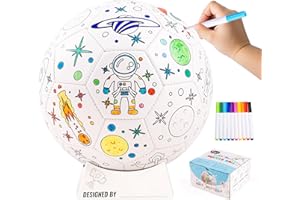 U&C Planet Customizable Size 3 Football Colouring Football for Kids Ages 3-8, Includes 10 Washable Markers, Ball Stand & Pump, Durable PVC, Indoor & Outdoor Play, Creative Gift Idea