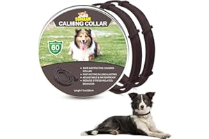 SURGLAM Collare Calmante per Cani, Collari per Cani Anti-ansia Regolabili, Collare ai feromoni calmante a 60 Giorni Lunga Durata Impermeabile Naturale Sicuro per Tutti i Cani (Marrone-2pz)