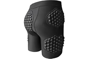 Topeter Compression Padded Shorts for Basketball, Hip/Butt Pad Protection Crash Short Pants for Skate, Rugby, Snowboard