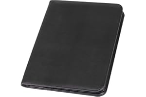 Alassio 30067 – Zipped Folder DIN A4 Lorenzo Writing Case in Black Organiser Folder Approx. 34 x 25 cm, Conference Folder with pad, Slip Pockets, Pen Loop and 4 Business Card Slots