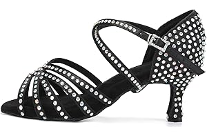 RUYBOZRY Scarpe da Ballo Latino Americano Donna Strass Scarpe da Ballo Salsa da Sala,Modello-CT404