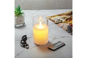 Koelaa Velas Recargables, Velas LED Parpadeantes, Velas LED con Recargable con Vidrio, Velas LED Recargables USB, para Salón, Navidad, Boda, Fiesta, Decoración-7.5 * 10cm
