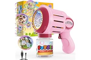 Panamalar Bubble Gun, Automatic Bubble Machine for Kid 10000+ Bubble Per Minute, Portable Rechargeable Bubble Gun Bubble Toys with Lights/90ml Bubble Solution for Outdoor Party Wedding Gift