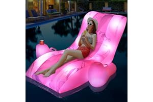 DeeprBetter Gonfiabili Piscina, Solare Poltrona Gonfiabile Piscina con luci de colore, Materassino Mare Gonfiabile Grande con Schienale e Braccioli, Gonfiabile Galleggiante con Maniglie e Portabebidas