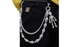 AstraGlam Chaîne de Pantalon Porte-monnaie – Décoration Halloween Chaîne pour Homme avec Motif Crâne, Chaîne Pantalon Punk Y2K, Chaîne Ceinture Crâne Lourd, Accessoires Gothiques Vêtements Gothiques