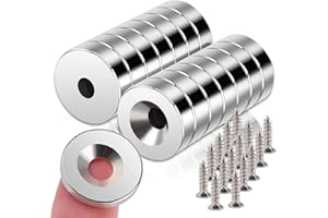 DGDUBRB 15Pcs Magnets with Holes, 15x3mm Hole 4mm Neodymium Magnets with Mounting Screws, Strong Rare Earth Magnet Heavy Duty for Crafts Holding, Wall Mounting, Industrial, DIY